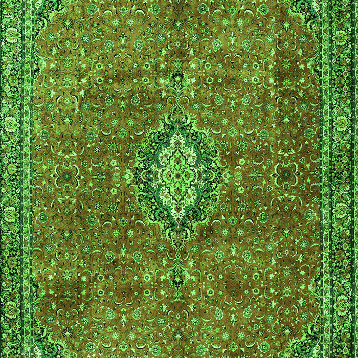 Serging Thickness of Machine Washable Persian Green Traditional Area Rugs, wshtr3467grn