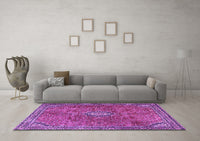 Machine Washable Persian Purple Traditional Rug, wshtr3467pur