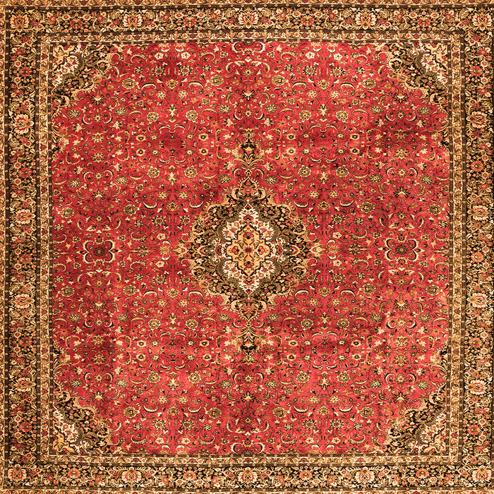 Round Machine Washable Persian Orange Traditional Area Rugs, wshtr3467org