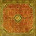 Square Machine Washable Persian Yellow Traditional Rug, wshtr3467yw