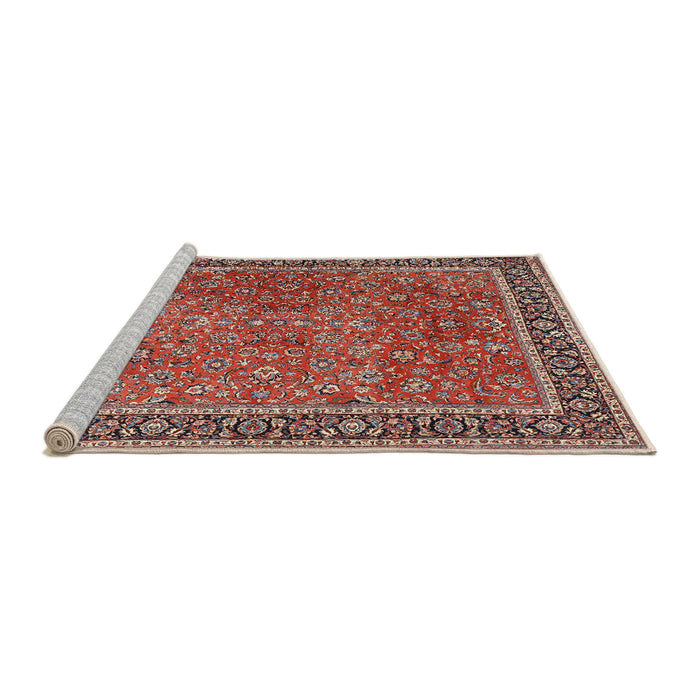 Sideview of Machine Washable Traditional Light Copper Gold Rug, wshtr3468