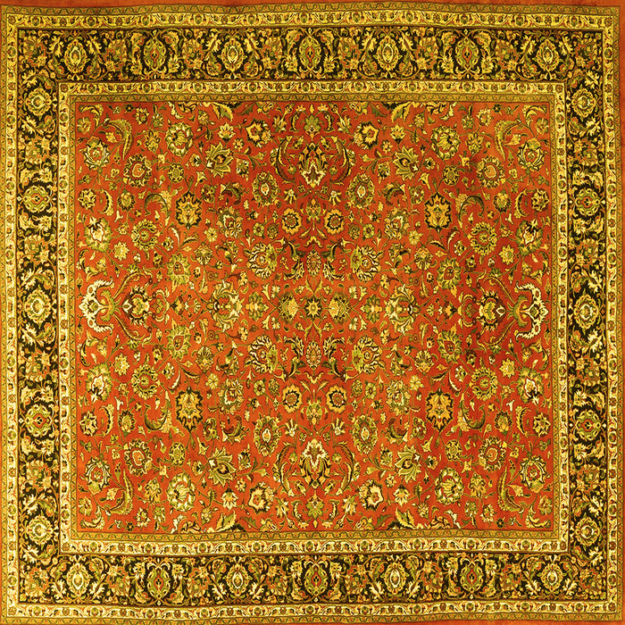 Square Machine Washable Persian Yellow Traditional Rug, wshtr3468yw