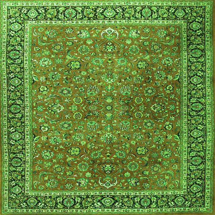 Round Machine Washable Persian Green Traditional Area Rugs, wshtr3468grn