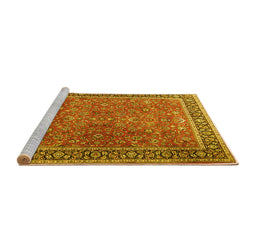 Sideview of Machine Washable Persian Yellow Traditional Rug, wshtr3468yw