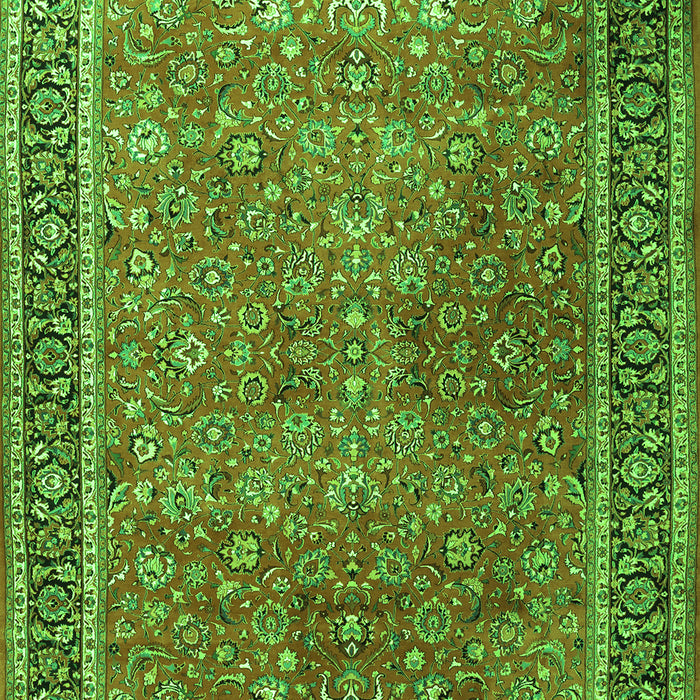 Serging Thickness of Machine Washable Persian Green Traditional Area Rugs, wshtr3468grn