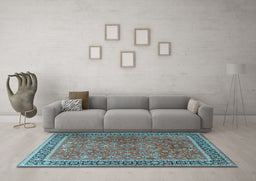 Machine Washable Persian Light Blue Traditional Rug in a Living Room, wshtr3468lblu