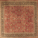 Square Persian Brown Traditional Rug, tr3468brn