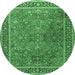 Round Persian Emerald Green Traditional Rug, tr3468emgrn