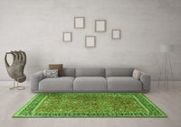 Machine Washable Persian Green Traditional Rug, wshtr3468grn