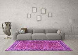 Machine Washable Persian Purple Traditional Area Rugs in a Living Room, wshtr3468pur