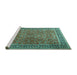 Sideview of Machine Washable Persian Turquoise Traditional Area Rugs, wshtr3468turq