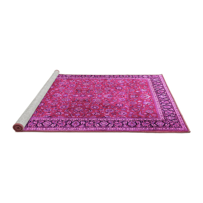 Sideview of Machine Washable Persian Pink Traditional Rug, wshtr3468pnk