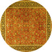 Round Persian Yellow Traditional Rug, tr3468yw