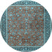 Round Persian Light Blue Traditional Rug, tr3468lblu