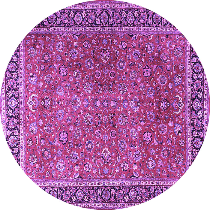 Round Machine Washable Persian Purple Traditional Area Rugs, wshtr3468pur