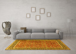 Machine Washable Persian Yellow Traditional Rug in a Living Room, wshtr3468yw