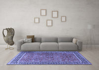 Machine Washable Persian Blue Traditional Rug, wshtr3468blu