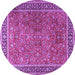 Round Persian Purple Traditional Rug, tr3468pur