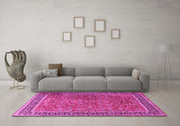 Machine Washable Persian Pink Traditional Rug, wshtr3468pnk