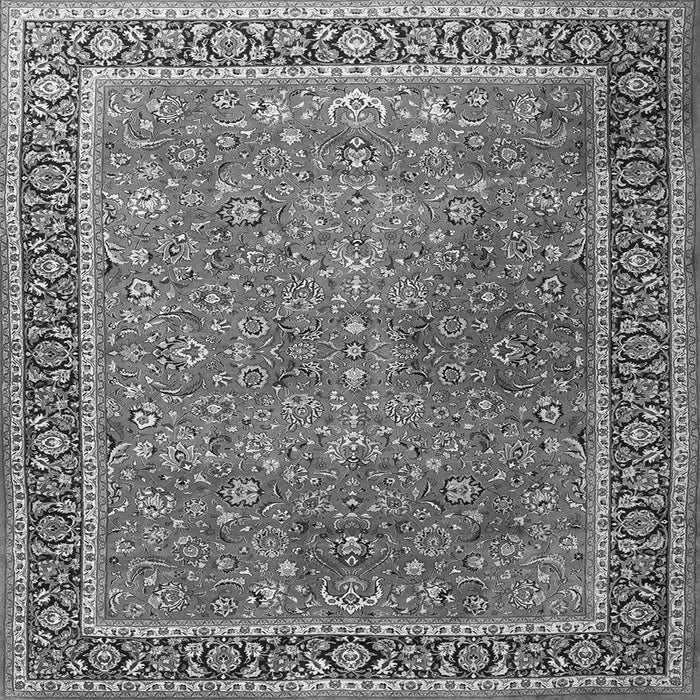 Round Machine Washable Persian Gray Traditional Rug, wshtr3468gry