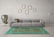 Machine Washable Persian Turquoise Traditional Area Rugs in a Living Room,, wshtr3468turq