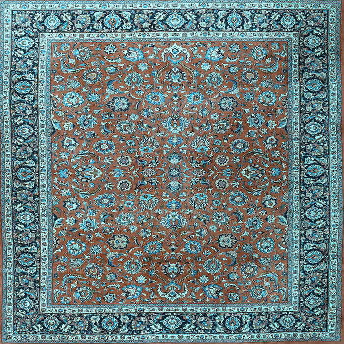 Square Machine Washable Persian Light Blue Traditional Rug, wshtr3468lblu
