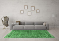 Machine Washable Persian Emerald Green Traditional Rug, wshtr3468emgrn