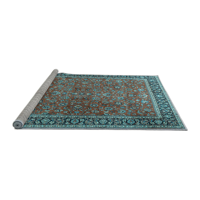 Sideview of Machine Washable Persian Light Blue Traditional Rug, wshtr3468lblu