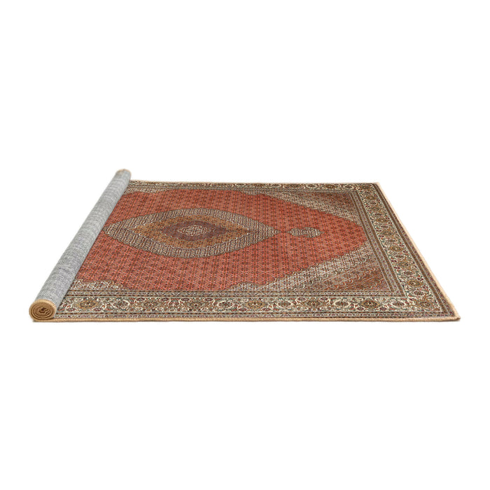 Sideview of Machine Washable Traditional Mahogany Brown Rug, wshtr3469