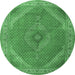 Round Persian Emerald Green Traditional Rug, tr3469emgrn