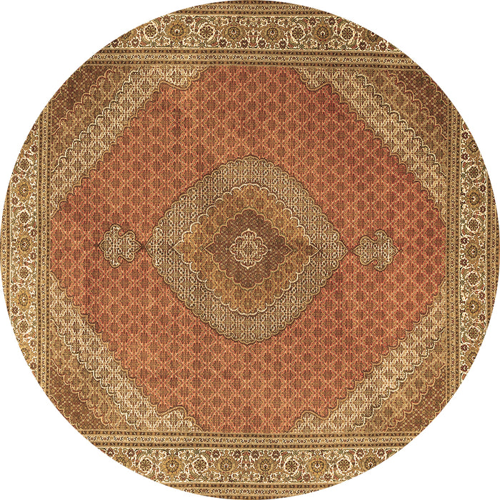 Round Machine Washable Persian Brown Traditional Rug, wshtr3469brn