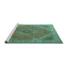 Sideview of Machine Washable Persian Turquoise Traditional Area Rugs, wshtr3469turq