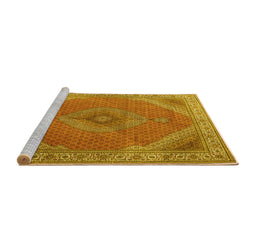 Sideview of Machine Washable Persian Yellow Traditional Rug, wshtr3469yw
