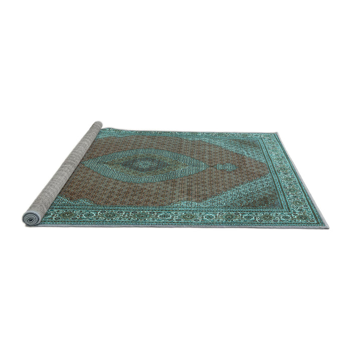 Sideview of Machine Washable Persian Light Blue Traditional Rug, wshtr3469lblu