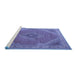 Sideview of Machine Washable Persian Blue Traditional Rug, wshtr3469blu