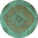 Round Persian Turquoise Traditional Rug, tr3469turq
