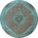 Round Machine Washable Persian Light Blue Traditional Rug, wshtr3469lblu