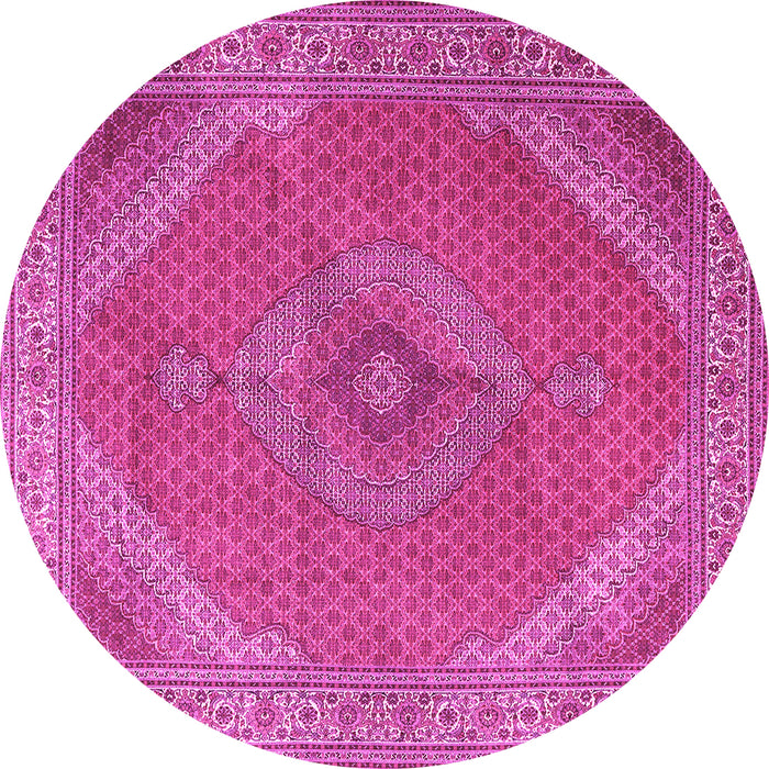 Round Machine Washable Persian Pink Traditional Rug, wshtr3469pnk