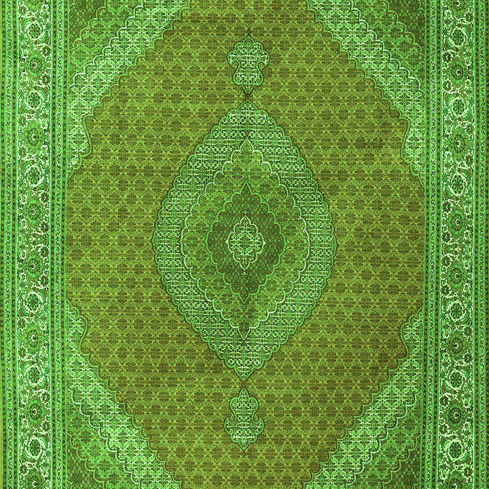 Serging Thickness of Machine Washable Persian Green Traditional Area Rugs, wshtr3469grn