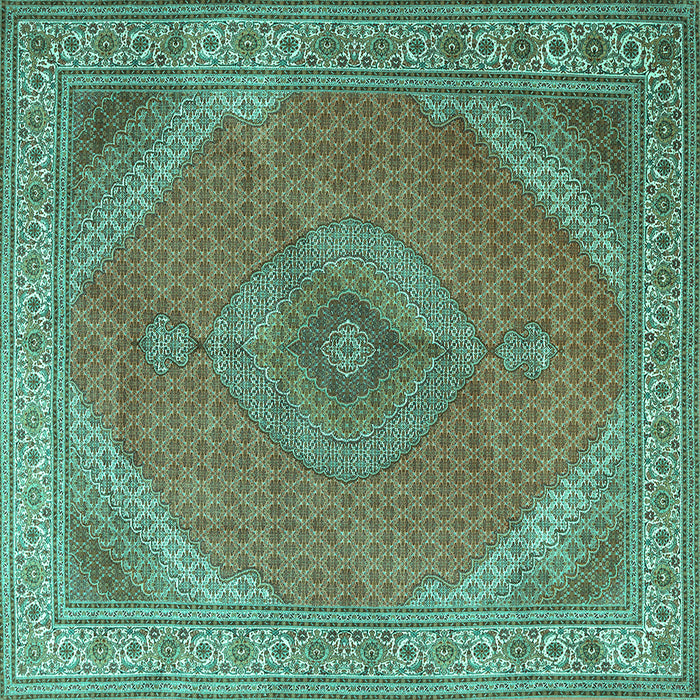 Square Machine Washable Persian Turquoise Traditional Area Rugs, wshtr3469turq