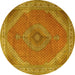 Round Persian Yellow Traditional Rug, tr3469yw