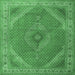 Square Persian Emerald Green Traditional Rug, tr3469emgrn