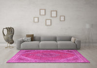 Machine Washable Persian Pink Traditional Rug, wshtr3469pnk