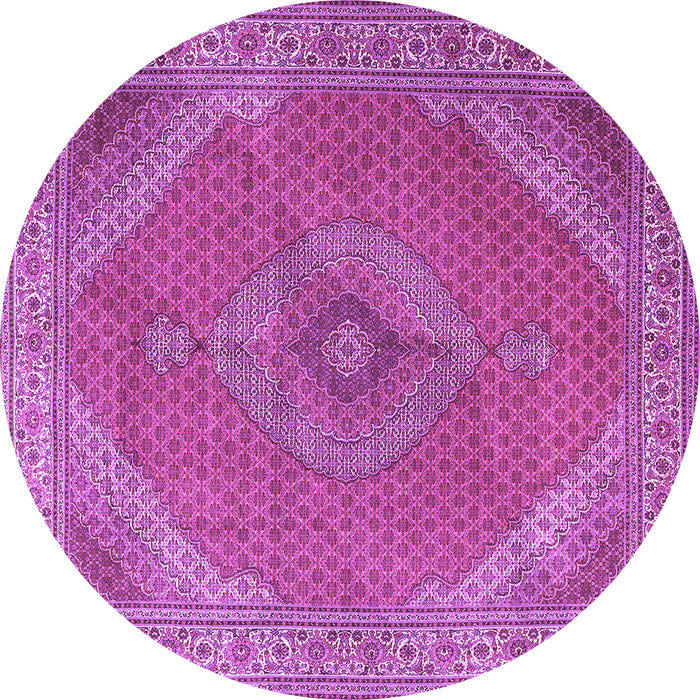 Round Machine Washable Persian Purple Traditional Area Rugs, wshtr3469pur