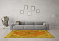 Machine Washable Persian Yellow Traditional Rug, wshtr3469yw