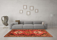 Machine Washable Persian Orange Traditional Rug, wshtr346org