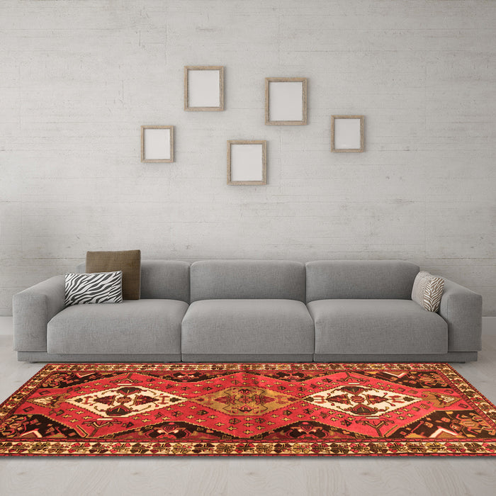 Machine Washable Persian Orange Traditional Area Rugs in a Living Room, wshtr346org