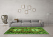 Machine Washable Persian Green Traditional Area Rugs in a Living Room,, wshtr346grn