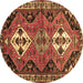 Round Persian Brown Traditional Rug, tr346brn