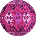 Round Persian Pink Traditional Rug, tr346pnk